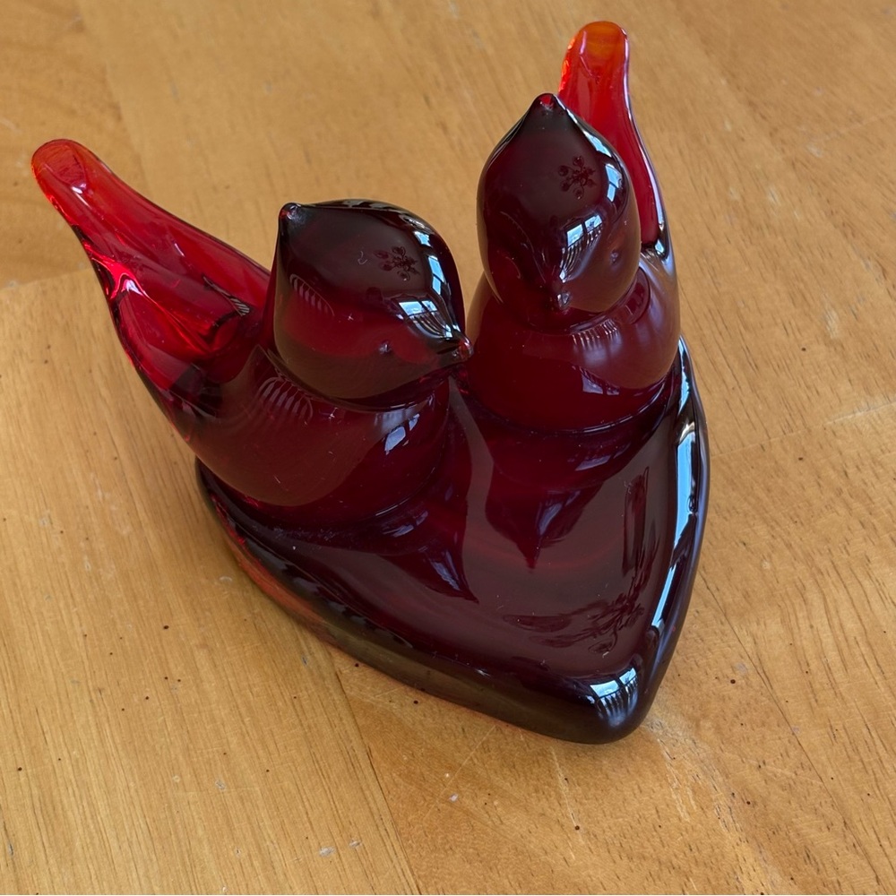 Ruby Red Cardinal of Love by Titan Art Glass signed W Ward 1995